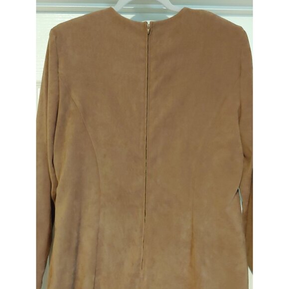 Karin Stevens Vintage Faux Suede Dress/Attached Jacket Tobacco Church Modest 16 - Picture 8 of 12